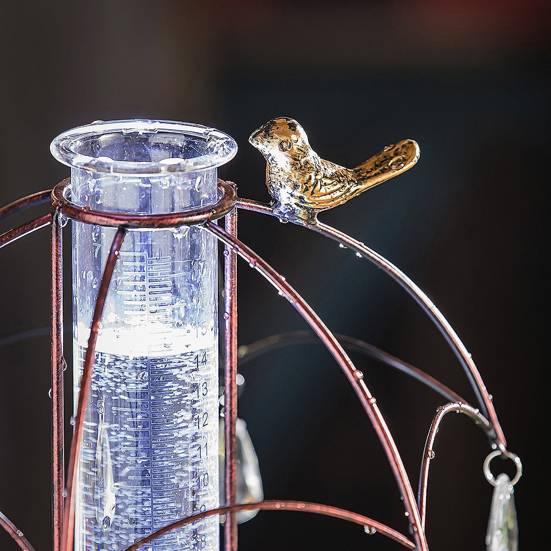 36" Solar Rain Gauge with Umbrella Embellished Design