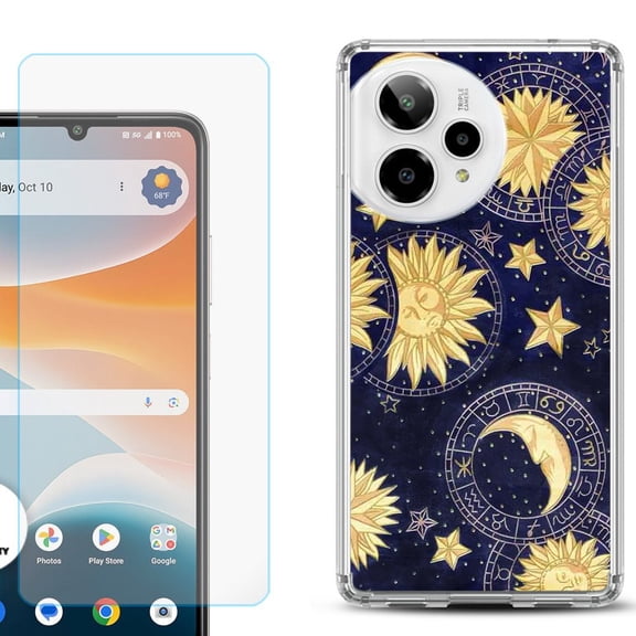 Phone Case for ATT Motivate Pro 2, with Screen Protector, by OneToughShield - Moon Sun Star