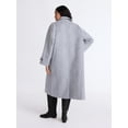 thumbnail image 3 of Free Assembly Women's and Women's Plus Long Wool Blend Coat, Sizes XS-4X, 3 of 5