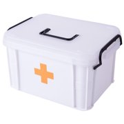 White Small Empty Medical Box for Home Emergency Supplies, Travel, Car, and Dorms – Compact First Aid Box with Handle, Detachable Tray and Locking Lid – Medical Organizer and First Aid Kit Storage