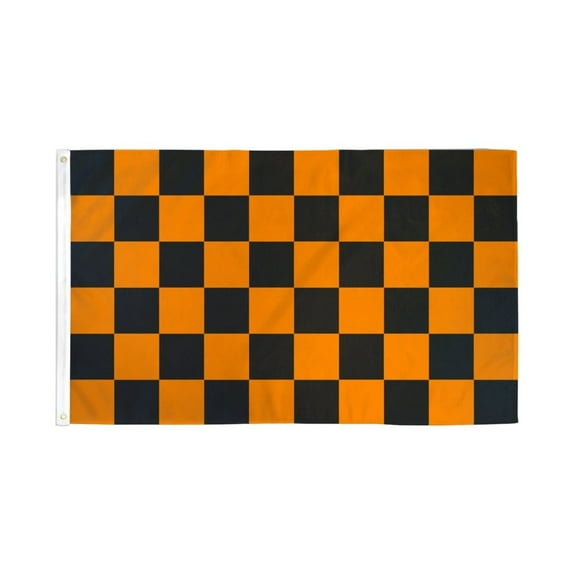 Orange & Black Checkered Flag 2x3ft Poly