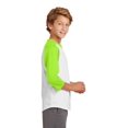 thumbnail image 3 of Sport-Tek Youth Colorblock Raglan Jersey-L (White/ Lime Shock), 3 of 6
