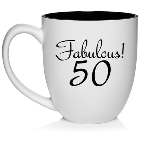 Fabulous 50 50th Birthday Gift Ceramic Coffee Mug Tea Cup Gift for Her Friend Coworker Wife (16oz White)