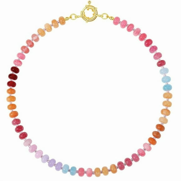 jfhsbd Ornament Women'S Natural Colored Stone Handmade Necklace, Bohemian Summer Beach Jewelry, Multi-Colored Beaded Collarbone Chain, Diy Pendant Versatile Neck Chain