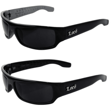 LOCS Hardcore Shades 2 Pack CLASSIC LOCS 9003 1-Black & 1 Black w/ Gunmetal inside Sunglasses | Mens Smaller Size Gangster