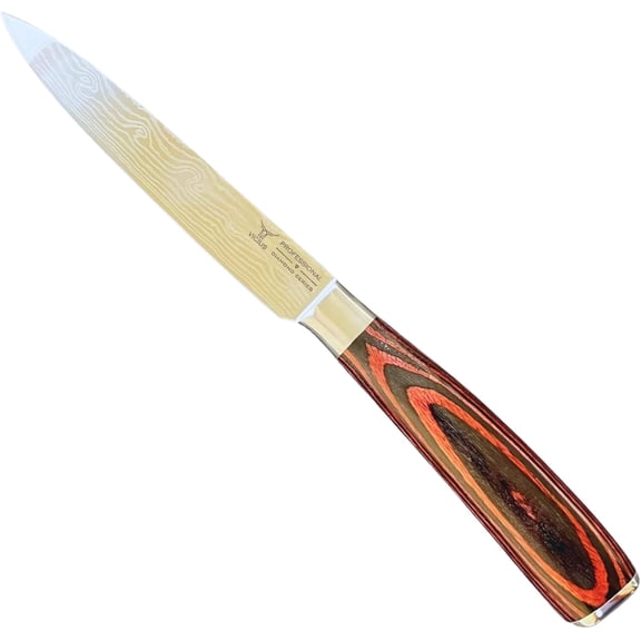 5-Inch Utility Knife, Laser Damascus Stainless Steel Blade, Sharp Kitchen Knife for Everyday Cutting, Slicing & Dicing