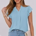 thumbnail image 6 of Oalirro Ladies' White Blouse V Neck Ruffle Sleeve Flowy Shirts Dressy Casual Cute Summer Tops, 6 of 8