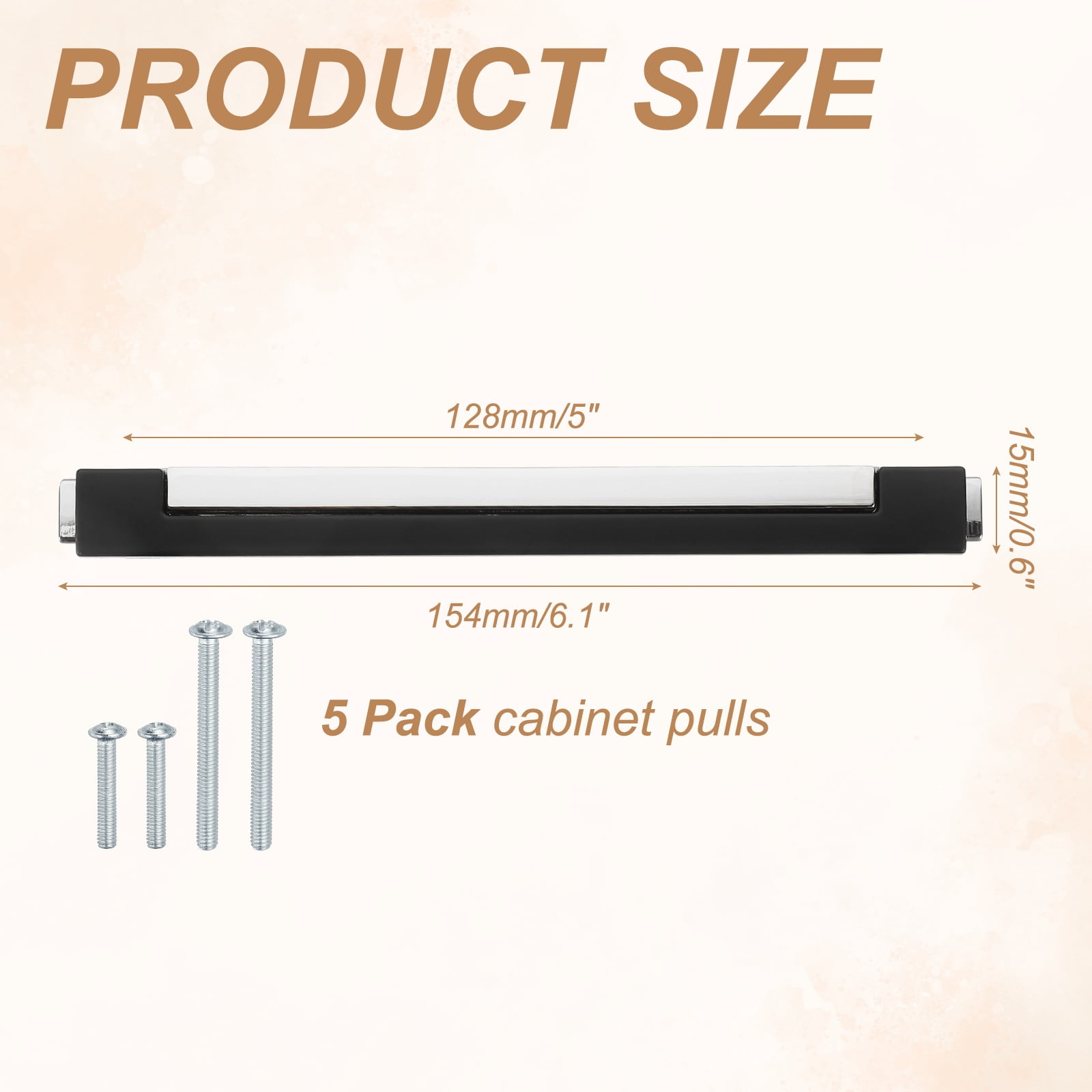 5pcs Cabinet Handles, Cabinet Knobs Bathroom Dresser Pulls Kitchen Drawer Handles for Door Wadrobe, Black