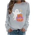 thumbnail image 3 of WEIWEN Halloween Sweatshirts for Women Cute Ghost Pumpkin Graphic Crewneck Long Sleeve Sweaters for Women Spooky Season Pullover Tops Womens Fall Fashion Clothing Light Gray, M, 3 of 7
