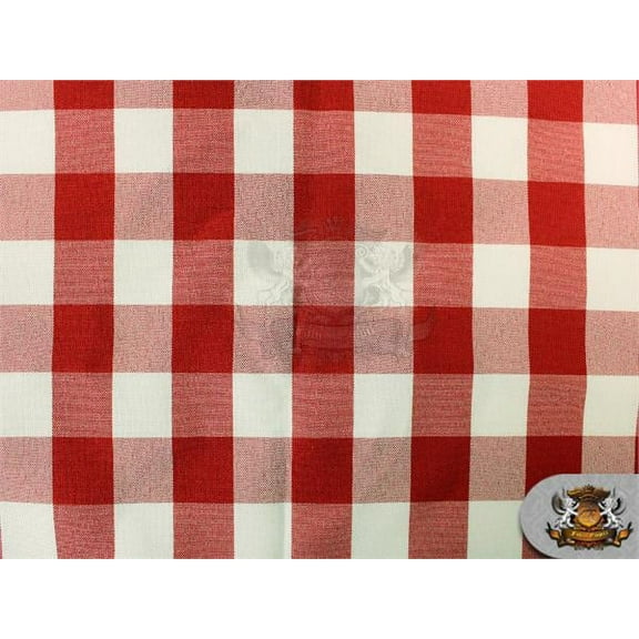 Poly Poplin Checkered Fabric 07 RED / 58" Wide / Sold by the yard