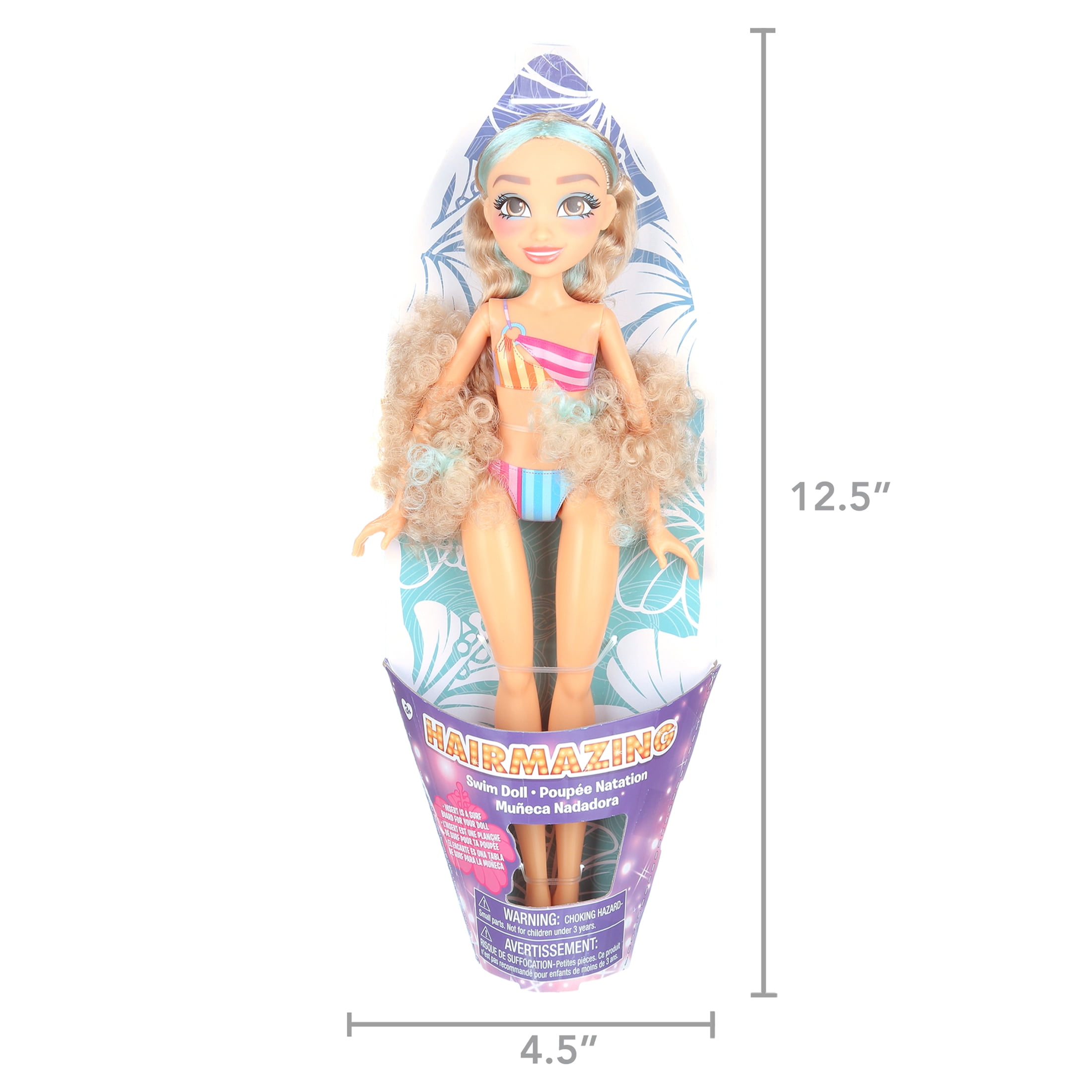 Hairmazing Swimsuit Doll - Striped Girl, Kids Toys for Ages 3 up