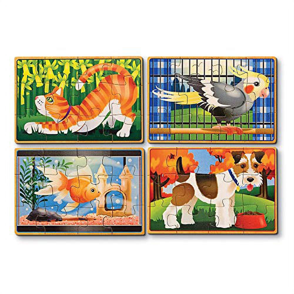Melissa Andamp Doug Pets Jigsaw Puzzles In A Box Four Wooden Puzzles, Sturdy Wooden Storage Box, 12Piece Puzzles, 8" H X 6" W X 25" L, Great Gift For Girls And Boys Best For 3, 4, 5, And 6 Year Olds - image 2 of 3