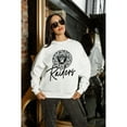 thumbnail image 6 of Women's Gameday Couture  White Las Vegas Raiders Script Logo Oversized Premium Fleece Pullover Sweatshirt, 6 of 7