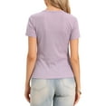 thumbnail image 3 of INSPIRE CHIC Women's Henley Tops Short Sleeve V Neck Button Summer T Shirts Ribbed Knit Top M Dusty Pink, 3 of 6