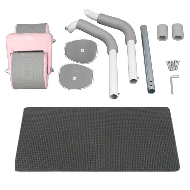 Rueda abdominal de rebote automático con soporte para codo, entrenamiento de fuerza, pantalla inteligente, rodillo de entrenamiento central, color rosa