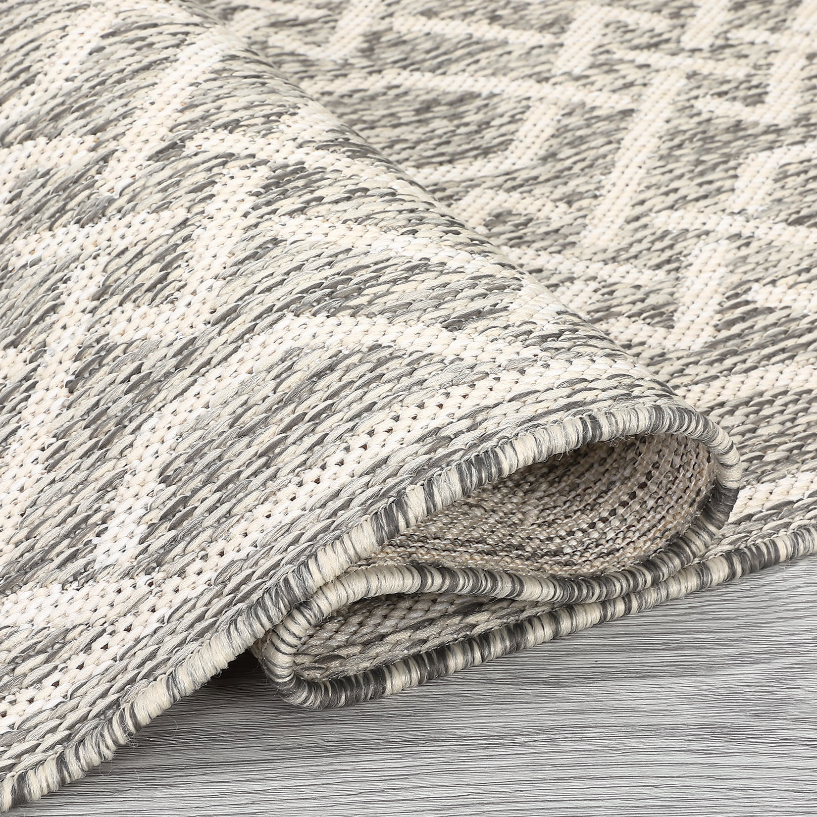 Garvee 2'3"x7'3" Long Runner Rug Indoor Outdoor Kitchen Hallway Runner Rug Contemporary Geometric Bedroom Rug Patio Rugs Runner, Gray