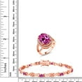 thumbnail image 2 of Gem Stone King 10.94 Ct Pink Created Sapphire 18K Rose Gold Plated Silver Ring and Bracelet Jewelry Set (Size 5), 2 of 3