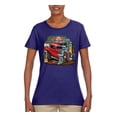 thumbnail image 2 of Vintage Hot Rod Old Garage Cars and Trucks Womens Graphic T-Shirt, Purple, Medium, 2 of 3