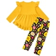 thumbnail image 2 of Lanbubble 1-5Y Toddler Girl 2-Piece Outfits Set Long Sleeve Ruffle Hem Top Floral Pants Fall Winter Kids Girl Clothes, 2 of 10