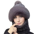 thumbnail image 4 of 3 in 1 Beanie Hat for Women, Womens Balaclava Winter, Cold Knitted Hats Wind Resistant Hooded Scarf, Thick Plush-Lined Gray L, 4 of 4