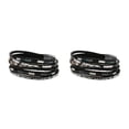 thumbnail image 3 of Sonducket Pulseras de cuero Vintage, de cuentas de cristal, joyería hecha a mano, cuerda tejida, broche bohemio para mujer Negro 2Conjunto, 3 of 6