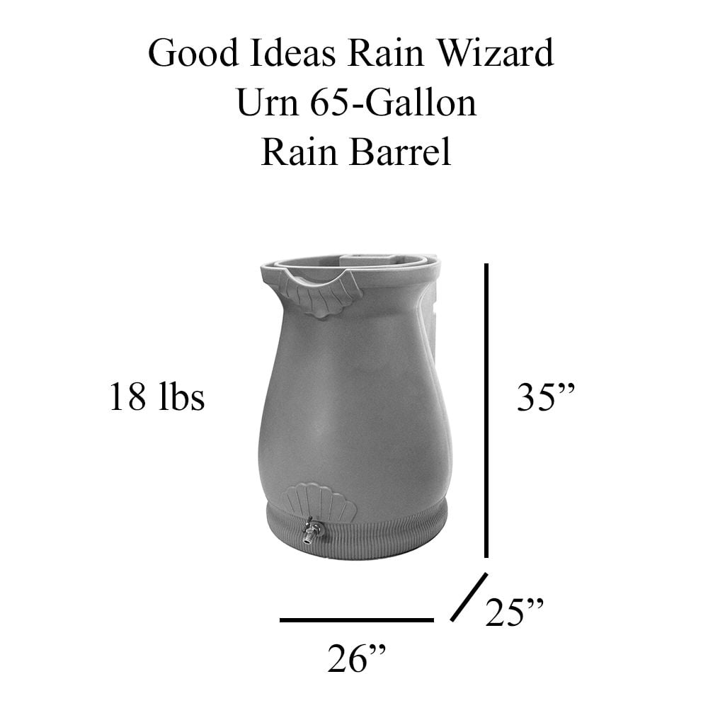 Good Ideas Rain Wizard Urn 65 Gallon Rain Barrel - Black