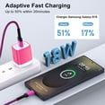 thumbnail image 2 of USB Fast Charger Block, 3PACK QC 18W Charging Block with 10FT USB C Cable Type C Cable Cord USB A to Usb C Cable, USB Wall Charger Plug Type C Charger Quick Android Charger USB Plug Adapter[Pink], 2 of 7