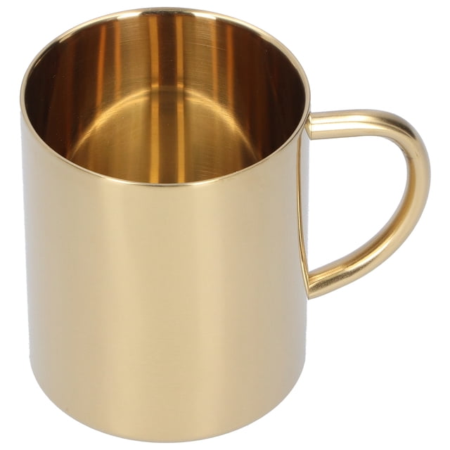Taza de acero inoxidable 304 de doble capa, antiescaldaduras, para café, té y agua con asa, 400 ml (dorada)