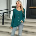 thumbnail image 4 of Womens - Sweaters 2025 Long Sleeve Henley Shirt Fall Casual Crewneck Tunic Tops  Blue L, 4 of 8
