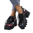 thumbnail image 4 of LSLJS Bottines Compensées pour Femmes, Chaussures Rétro Plates Décontractées Grande Taille à Lacets pour Femmes, 4 of 9