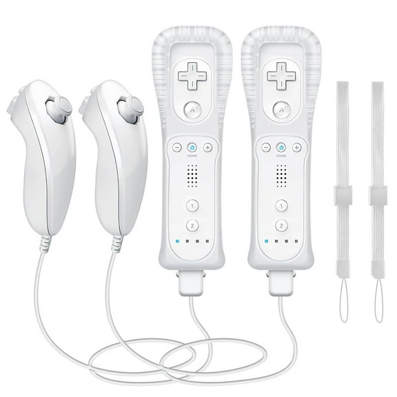 (White *2) Remote Controller with Motion Plus for Wii/WII U, 2 in 1 Remote with Nunchuck Controller for Wii/WII U Console [nintendo_wii_u]