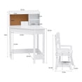 thumbnail image 3 of Kids Study Desk and Chair Set, White Corner Table with Adjustable Chair, Hutch, Cork Bulletic Board, Pen Holders, Small Art Table Homework Table Set for Children for Home School, 3 of 9