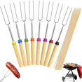 thumbnail image 2 of 8 Pcs Bâtons de Rôtissage Guimauves Réutilisables Télescopique Bâtons de Barbecue Fourchettes de Rôtissage Extensibles Brochettes de BBQ en Acier Inoxydable avec 20 Bâtons de Bambou et Sac de Rangement pour Feu de Camp Camping, 2 of 10