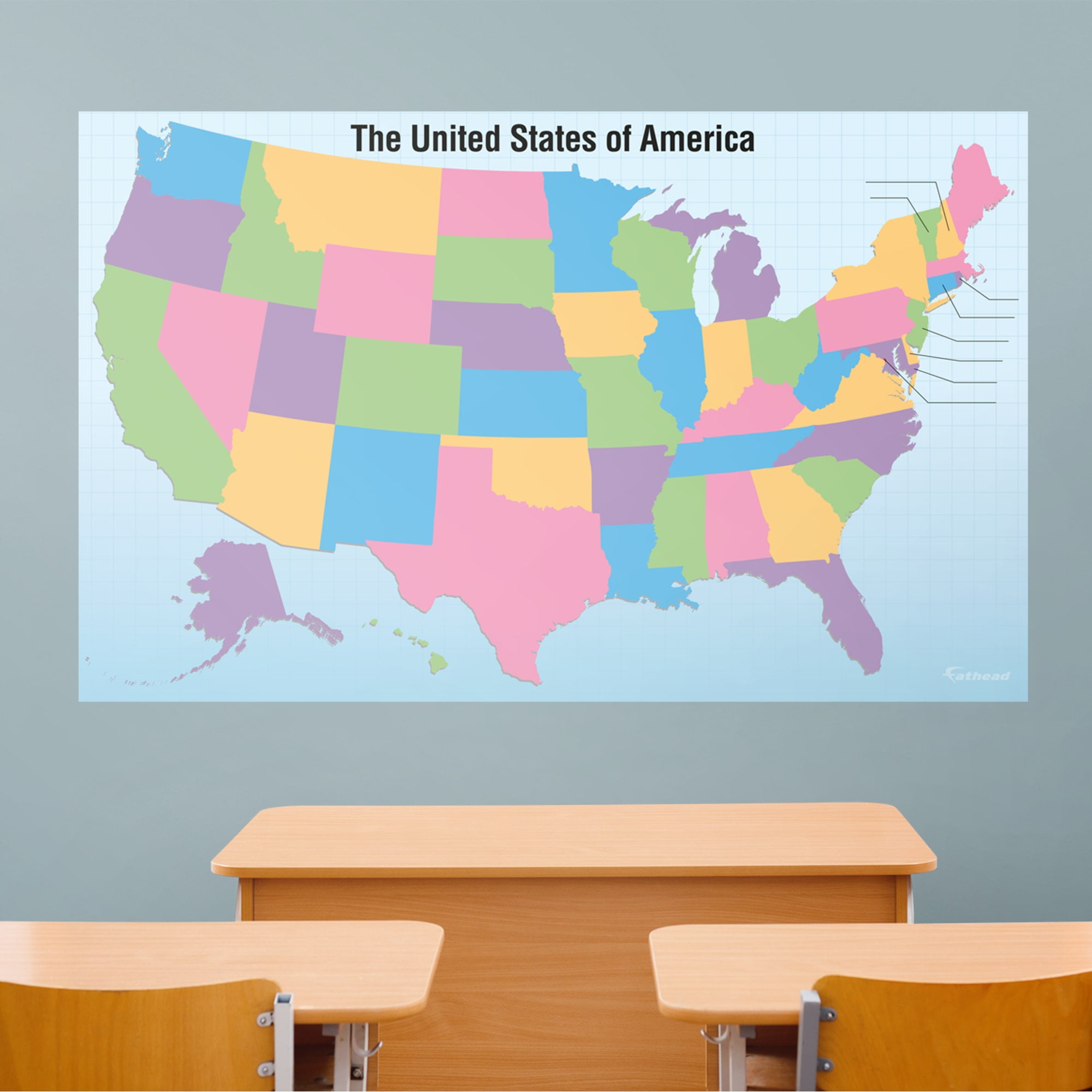Fathead Dry Erase USA Map With Removable State Names Huge Removable