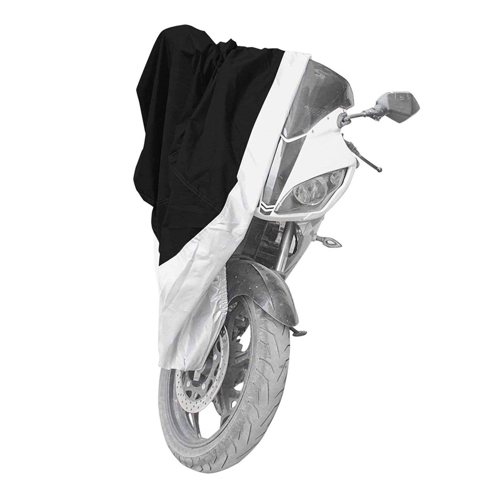 Dwellis Motorcycle Cover 190t Thick Waterproof Outdoor Vehicle Accessories, Dirt Bike Cover Powersports Accessories Sunproof Windproof, Dustproof, Coated Clothall Weather Protection Silver
