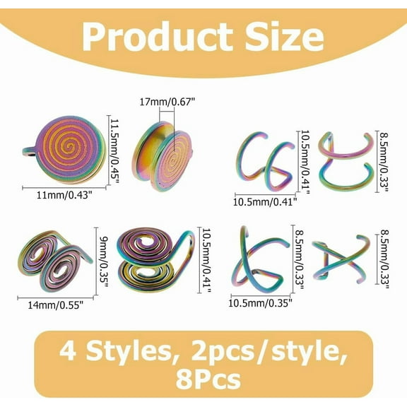 1 set Pressure Earrings for Keloids Stainless Steel Non-Pierced Earrings Cuff Earrings Spiral Compression Earrings Adjustable Clip Earrings for Women Men Ladies