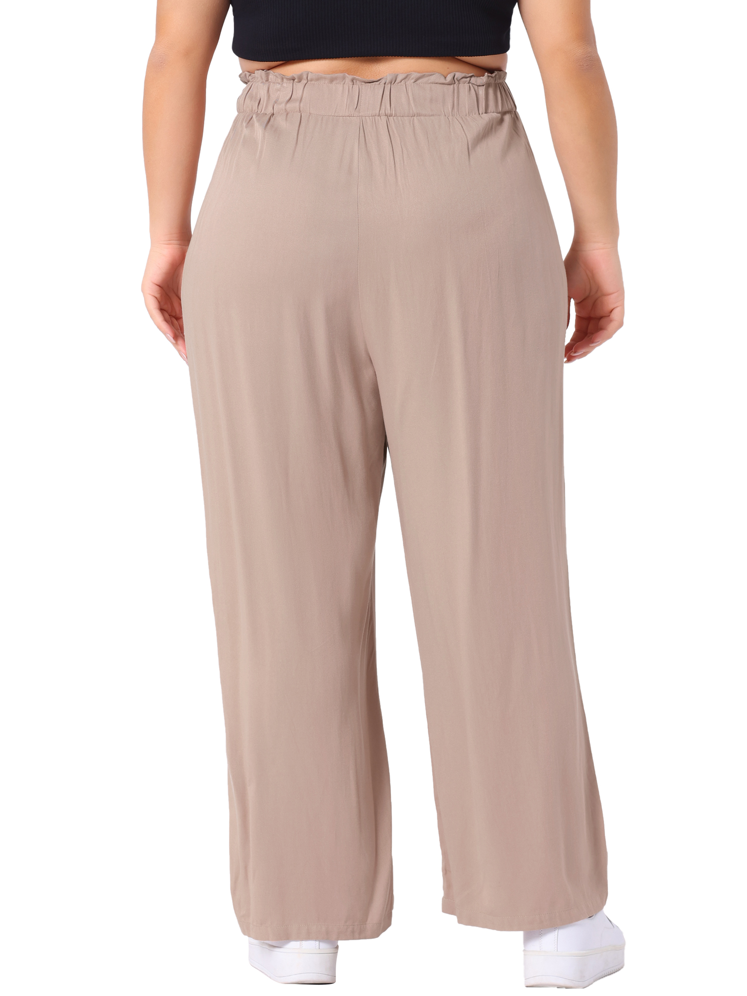 DARING DIVA Women's Plus Palazzo Stretchy High Waisted Wide Leg Pants 4X Khaki