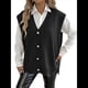 thumbnail image 2 of Chaleco de Punto Sin Mangas para Mujer, con Cuello en V, Botones, Informal, Holgado, para Otoño e Invierno. Negro Talla Única, 2 of 9