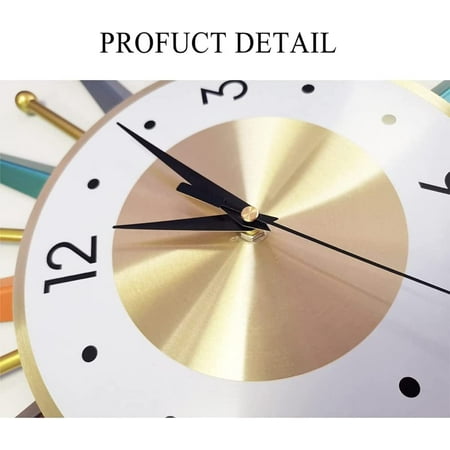 Modern 22 Wall Clock - Large Starburst, Mid-Century Style, Non-Ticking, Battery Powered, Colorful Decorative Clock, Perfect for Home, Living Room, Bedroom, Kitchen, Office