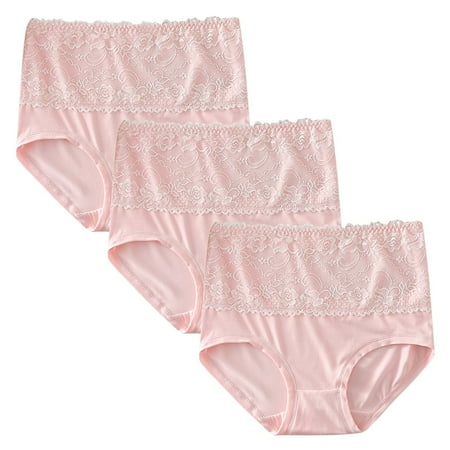 

Womens Plus Size Underwear High Waisted Cotton Soft Breathable Hipster Lace Briefs Full Coverage Comfort Panties