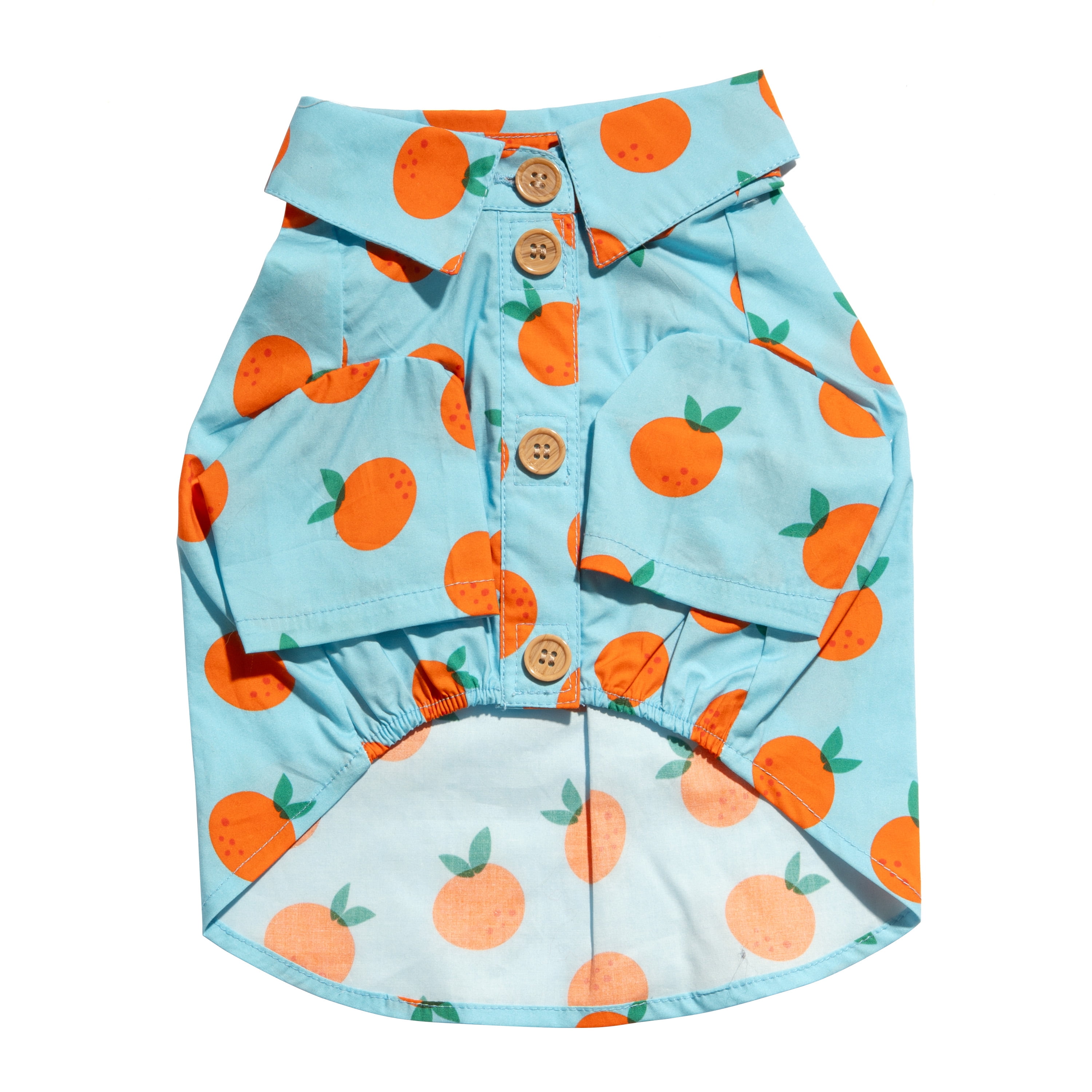 Oodles Sweet Citrus Boxy Button Up Dog Shirt, Blue, Medium
