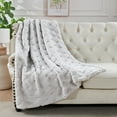 thumbnail image 3 of Home Soft Things Jacquard faux fur throw - 50x60" - White sands, 3 of 9