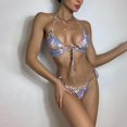 thumbnail image 5 of Plus size Swimsuits Women's Floral Adjustable Lace Up Swimsuit Two Piece Bikini Blue M(M), 5 of 9