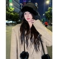 thumbnail image 4 of Diufon Women's Winter Bucket Hat Thickened Fleece Warm Brim Hats Trendy Outdoor Windproof Cap with Plush Ball, 4 of 7
