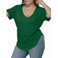 thumbnail image 5 of Gocolloa Womens Plus Size Tops Summer Basic Short Sleeve T-shirts Dressy Casual Loose Top Tee Blackish Green 3X, 5 of 6