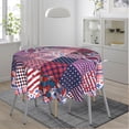thumbnail image 2 of Patriotic American Plaid Round Tablecloth 60 Inch, Decorative Holiday Home Party Table Cloth for Kitchen Dining Picnic Table Cover, 2 of 6