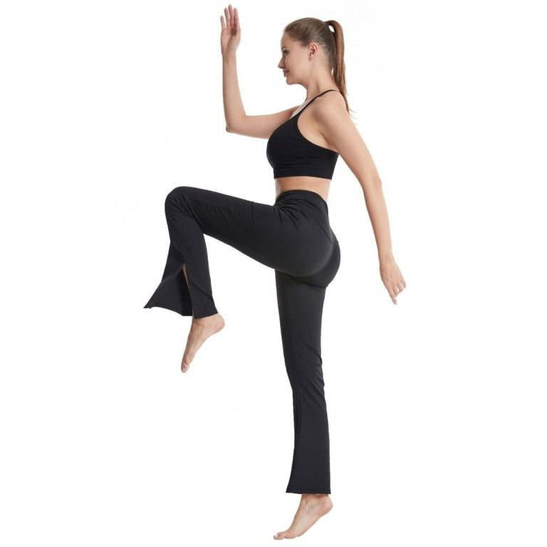 Women's Casual Yoga Pants V Crossover High Waist Flare Workout Pants  Leggings Split Hem Full Length Flare Leggings Fitness Sports Work and  Leisure
