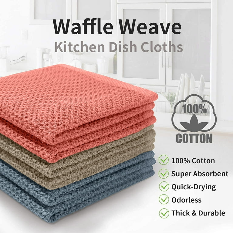 Cotton Dish Cloths Dish Rags, Waffle Weave Kitchen Dish Towels