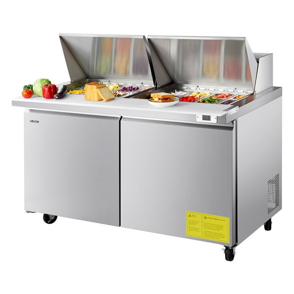 VEVOR Commercial Sandwich Prep Table Refrigerator Food Prep Fridge Double Door
