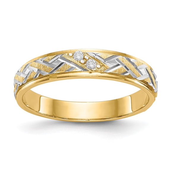 14K Yellow Gold Ring Band Wedding Diamond Round AA Quality Trio Ladies